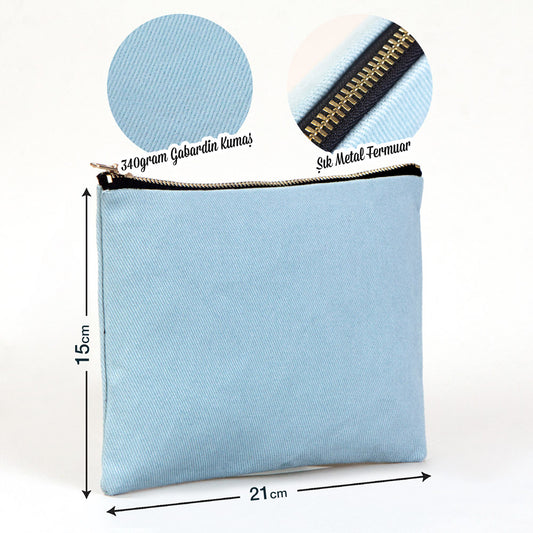 Star Clutch 21x15 Açık Mavi -Metal Fermuar - istecanta.com