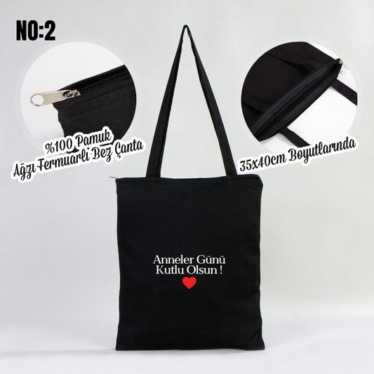 Fermuarlı Siyah Gabardin Çanta - Anneler Günü Hediyesi 35x40cm - istecanta.com