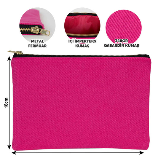 Prime Clutch - Metal Fermuar Çanta (25x18) Fuşya