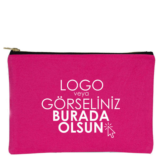 Prime Clutch - Metal Fermuar Çanta (25x18) Fuşya (özelleştirilebilir)