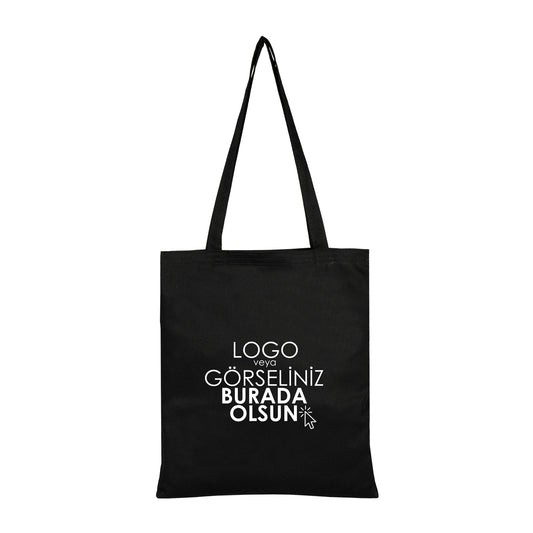Siyah Gabardin Bez Çanta 35x40 cm (Özelleştirilebilir) - istecanta.com