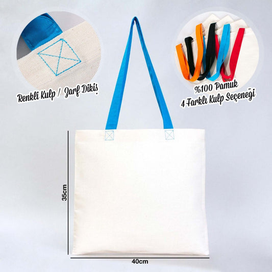 Gabardin Bez Çanta Turkuaz Kulp 40x35cm - istecanta.com