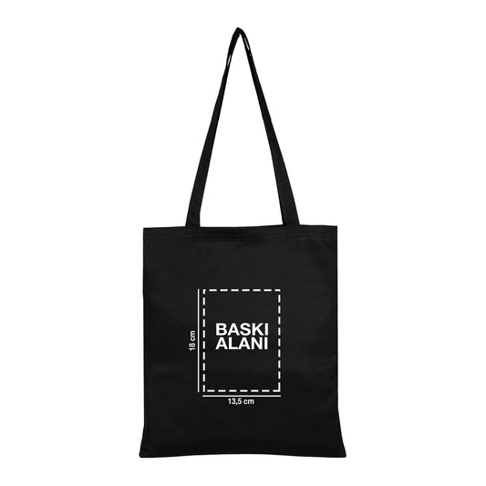 Siyah Gabardin Bez Çanta 35x40 cm (Özelleştirilebilir) - istecanta.com