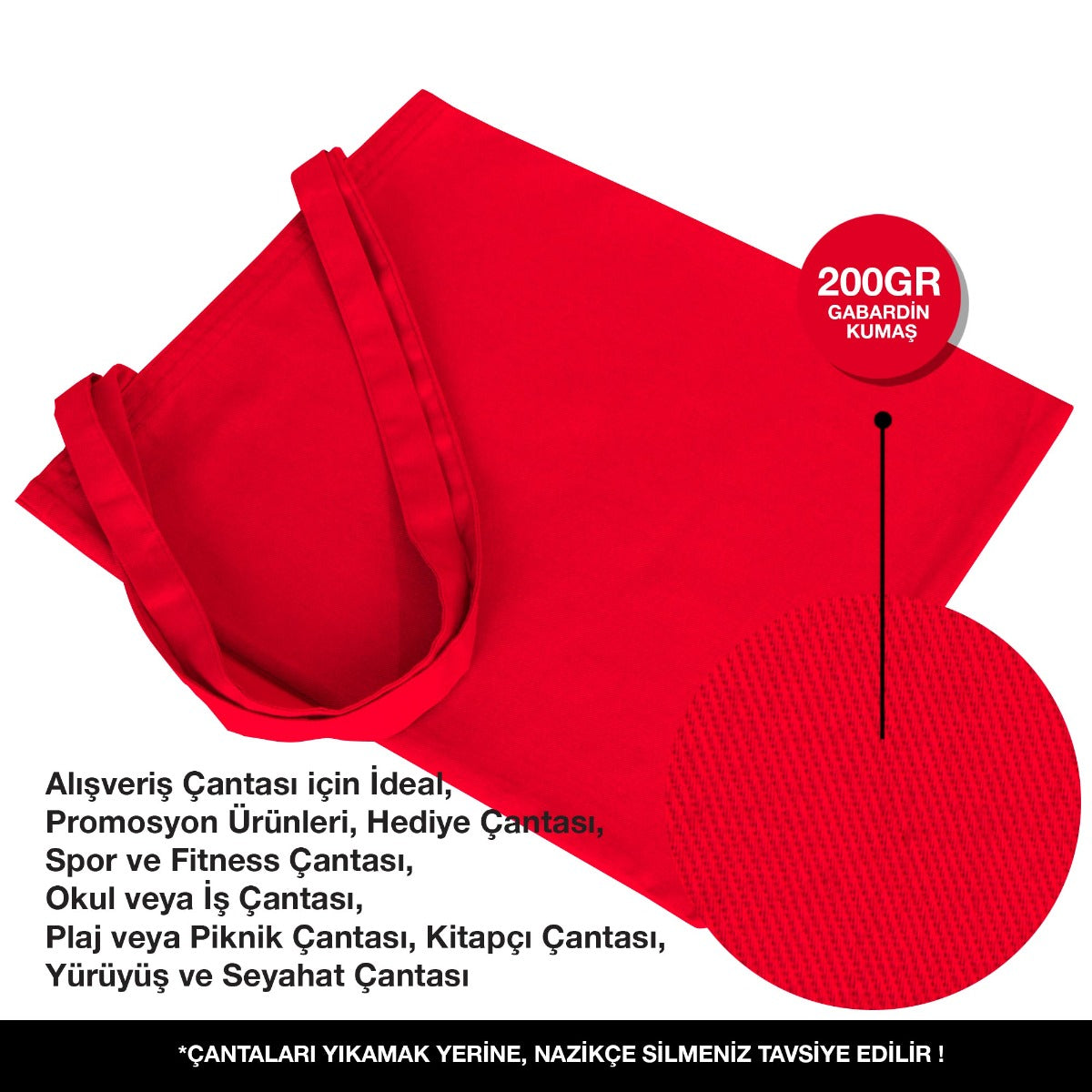 Gabardin Bez Çanta 35x40 cm Kırmızı Renk - istecanta.com