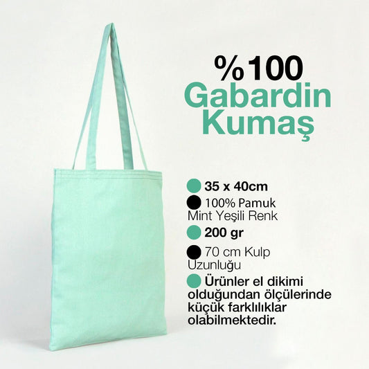 Gabardin Çanta Mint Yeşili - 35x40 cm - istecanta.com