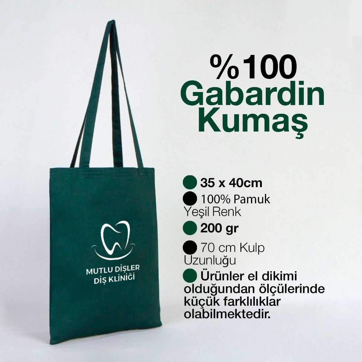 Gabardin Bez Çanta Yeşil 35x40 cm - istecanta.com