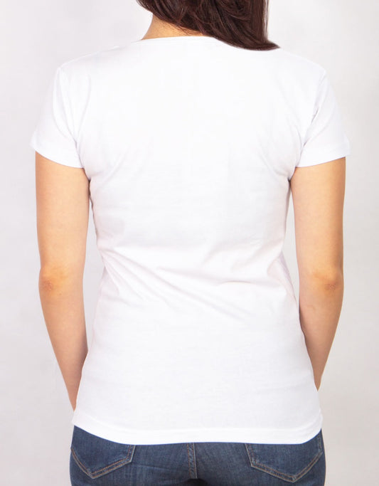 Bayan Kalıp Geniş Yaka Beyaz Tişört - istecanta.com