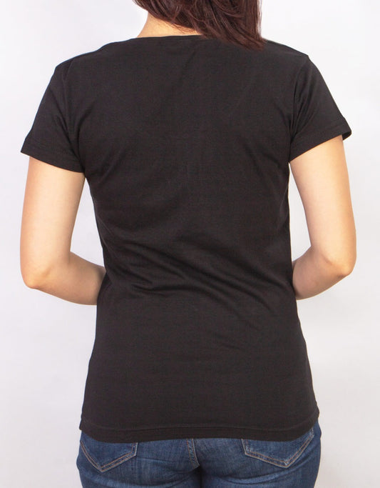 Bayan Kalıp Geniş Yaka Siyah Tişört - istecanta.com