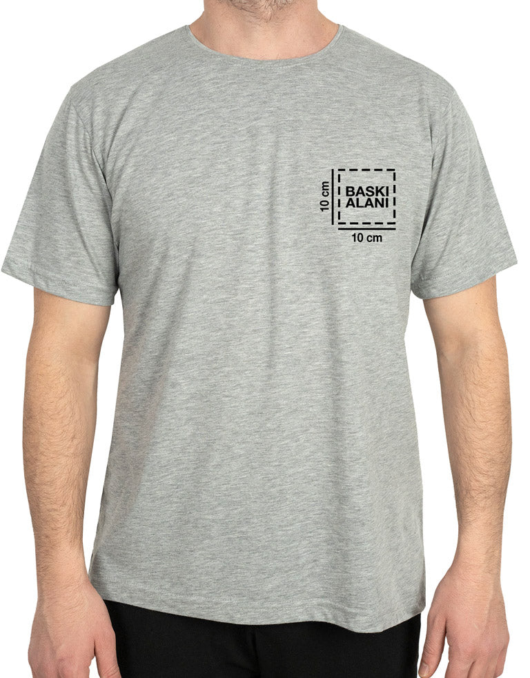 Basic T-shirt Gri- Baskılı - istecanta.com