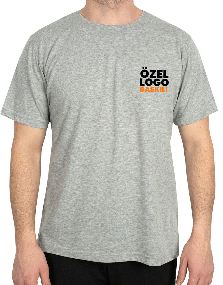 Basic T-shirt Gri- Baskılı - istecanta.com