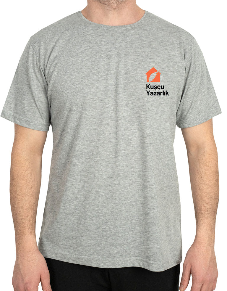 Basic T-shirt Gri- Baskılı - istecanta.com