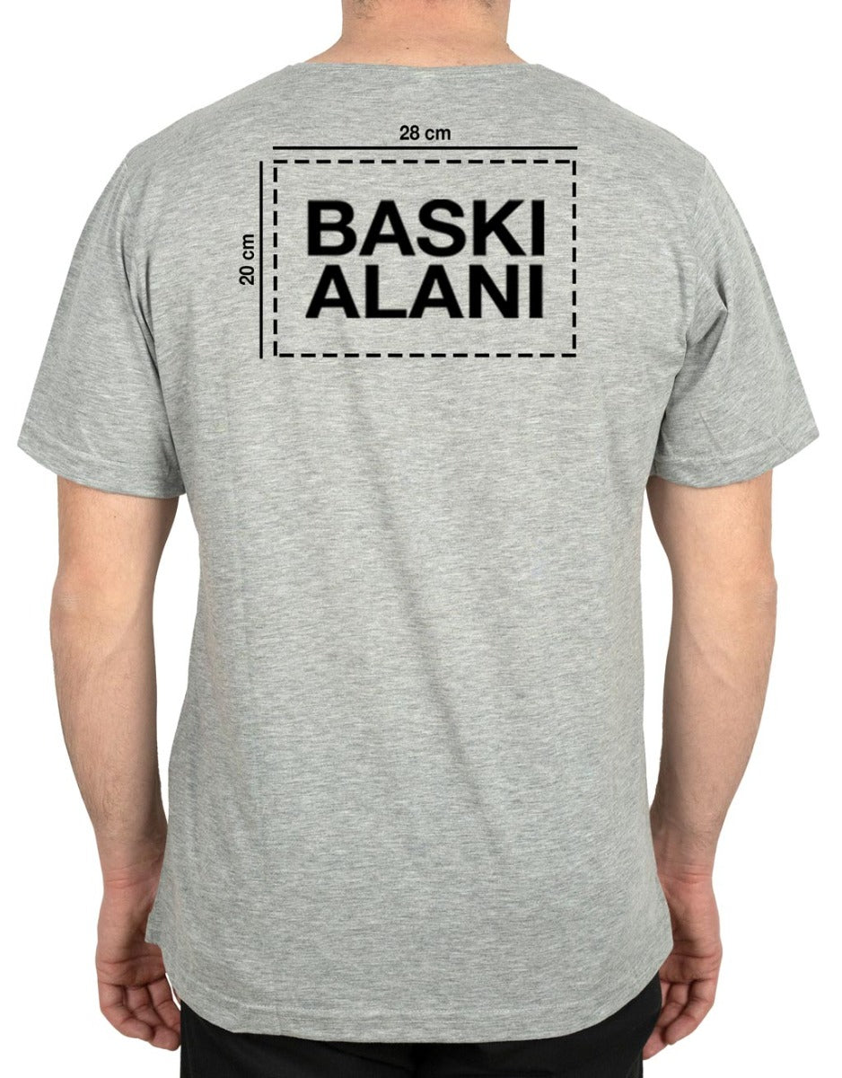 Basic T-shirt Gri- Baskılı - istecanta.com
