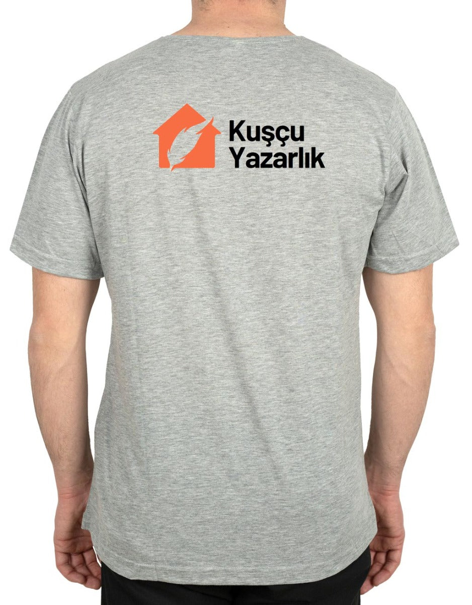 Basic T-shirt Gri- Baskılı - istecanta.com
