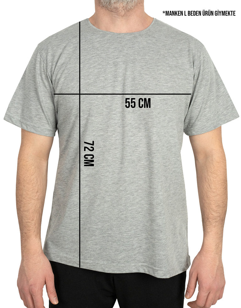 Basic T-shirt Gri- Baskılı - istecanta.com