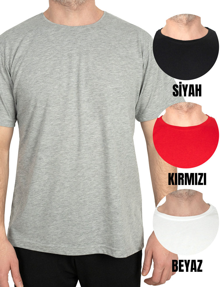 Basic T-shirt Gri- Baskılı - istecanta.com