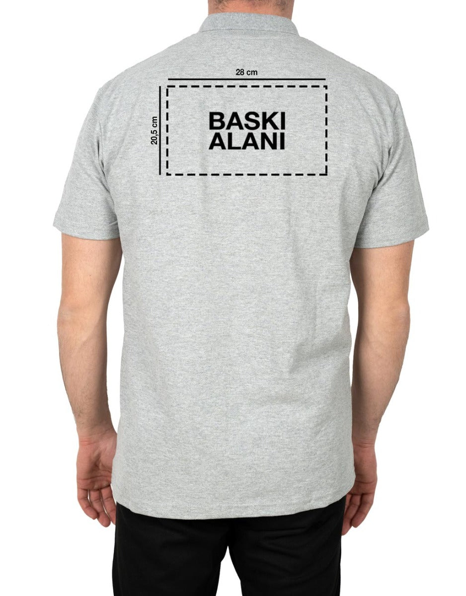 Polo Yaka Gri Tişört - Baskılı - istecanta.com