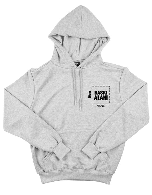 Baskılı Kapüşonlu Sweatshirt Gri- 3 İplik Şardonsuz - istecanta.com