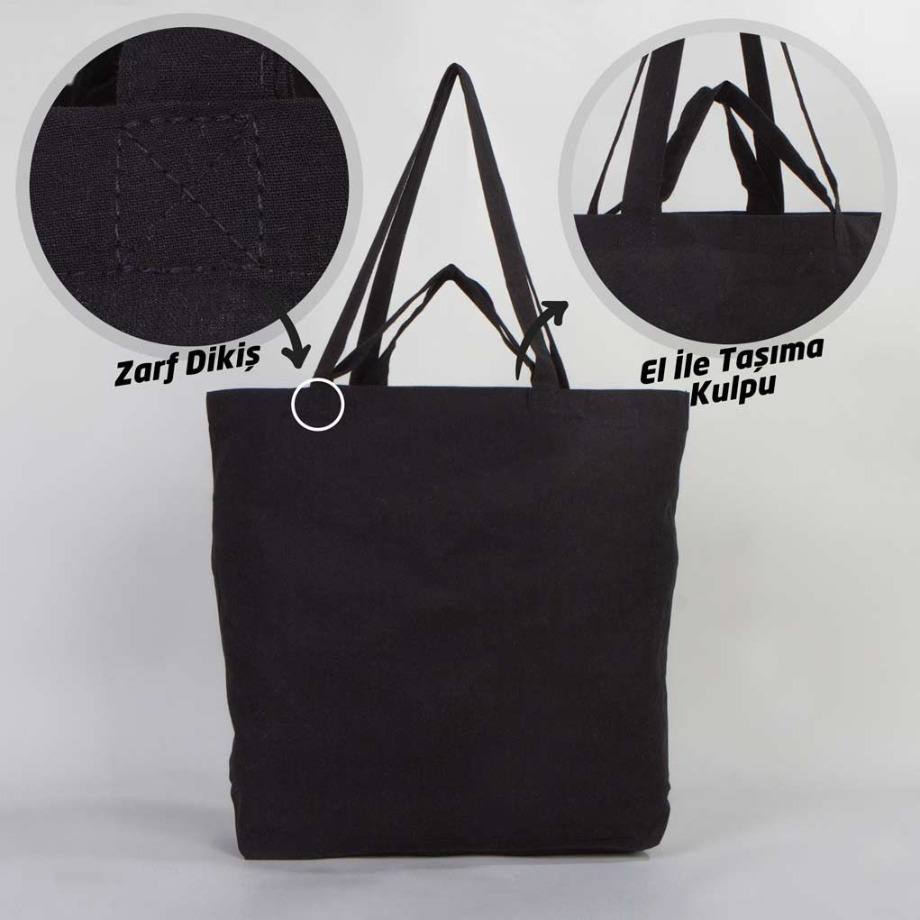 Ham Bez Alışveriş - Alışveriş Çantası Siyah 48x41x10 cm - istecanta.com
