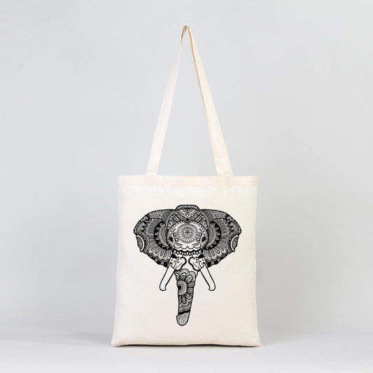 Mandala Fil - Boyanabilir Çanta - Kalemli - istecanta.com