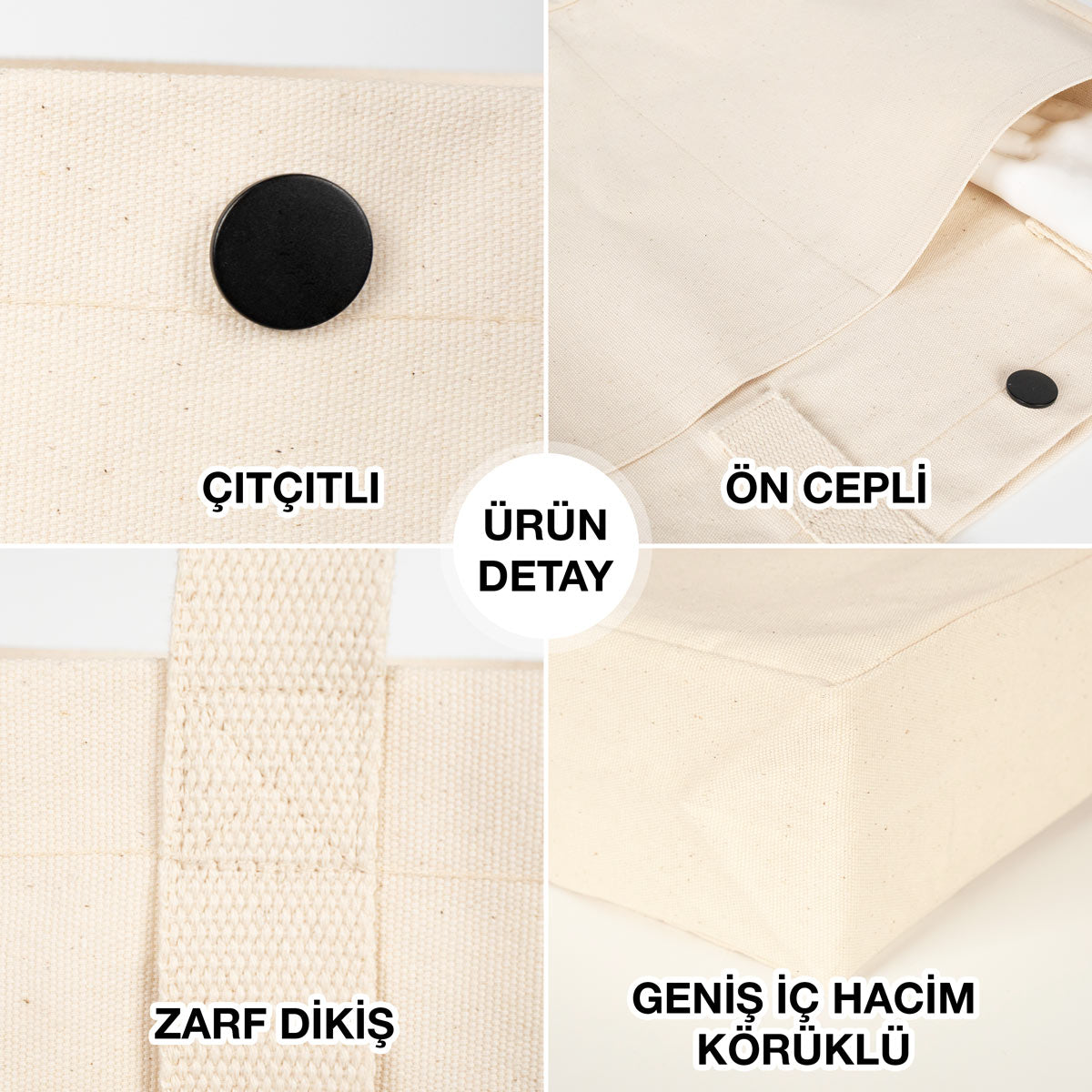 Kadınlar Günü LUX Kanvas Çanta ÇITÇITLI-ÖN CEPLİ 40x35x10cm (Özelleştirilebilir) - istecanta.com