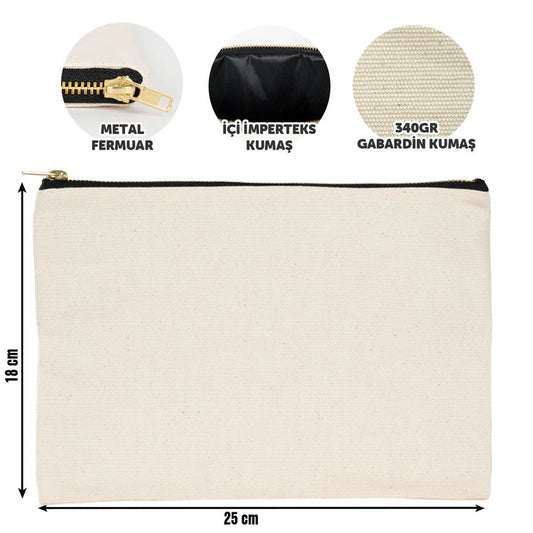 Prime Clutch- Metal Fermuar Çanta (25x18) Ham renk