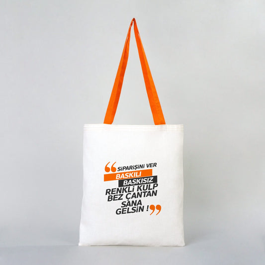 Ham Bez Çanta Turuncu Kulp 35x40 cm (Özelleştirilebilir) - istecanta.com