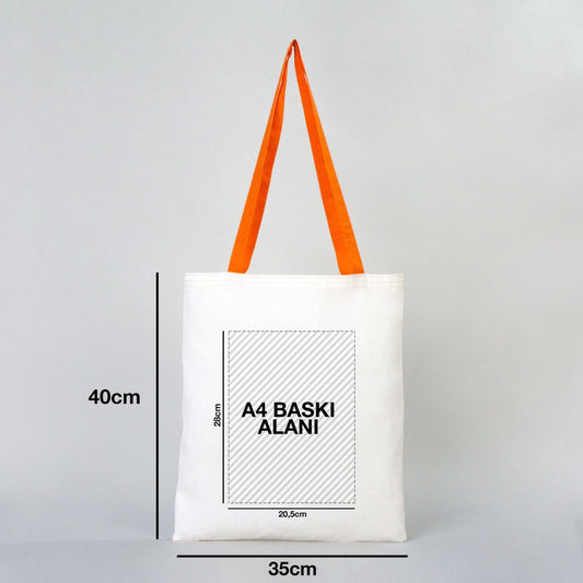 Ham Bez Çanta Turuncu Kulp 35x40 cm (Özelleştirilebilir) - istecanta.com