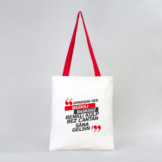 Ham Bez Çanta Kırmızı Kulp 35x40 cm (Özelleştirilebilir) - istecanta.com