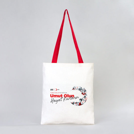 Ham Bez Çanta Kırmızı Kulp 35x40 cm (Özelleştirilebilir) - istecanta.com