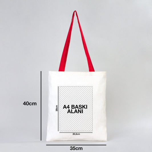 Tıp Bayramı Hediyesi Ham Bez Çanta Kırmızı Kulp 35x40 cm - istecanta.com