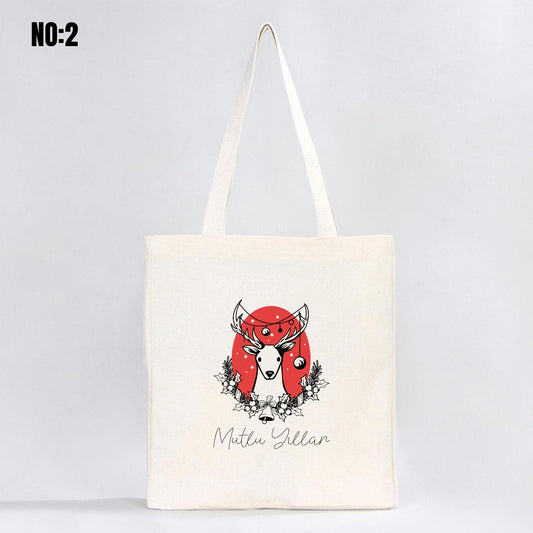 Yılbaşı Tam Körüklü Kanvas Çanta - 35x40x10 cm (Özelleştirilebilir) - istecanta.com