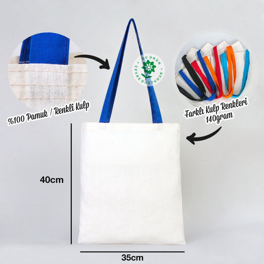 Ham Bez Çanta Saks Mavi Kulp 35x40 cm - istecanta.com