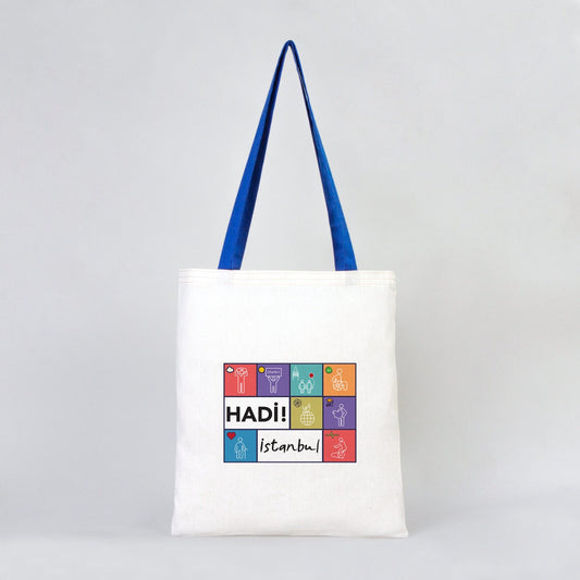 Ham Bez Çanta Saks Mavisi Kulp 35x40 cm (Özelleştirilebilir) - istecanta.com