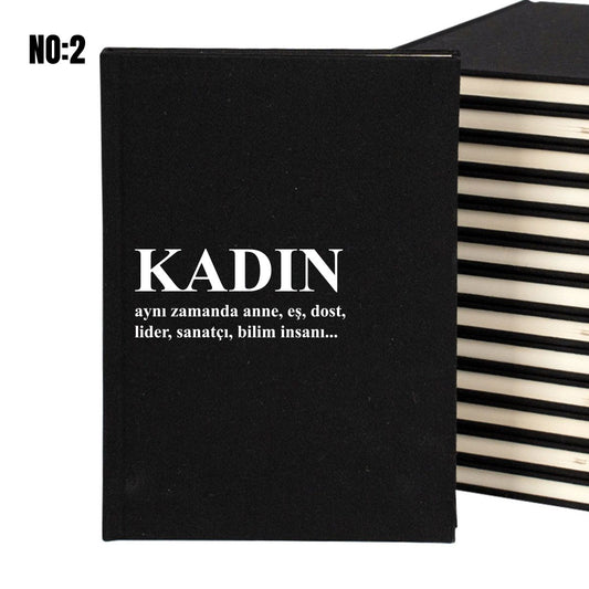 Siyah Kanvas Defter 14x20 cm - Kadınlar Günü Temalı - Logo Baskılı Toptan Hediye - istecanta.com