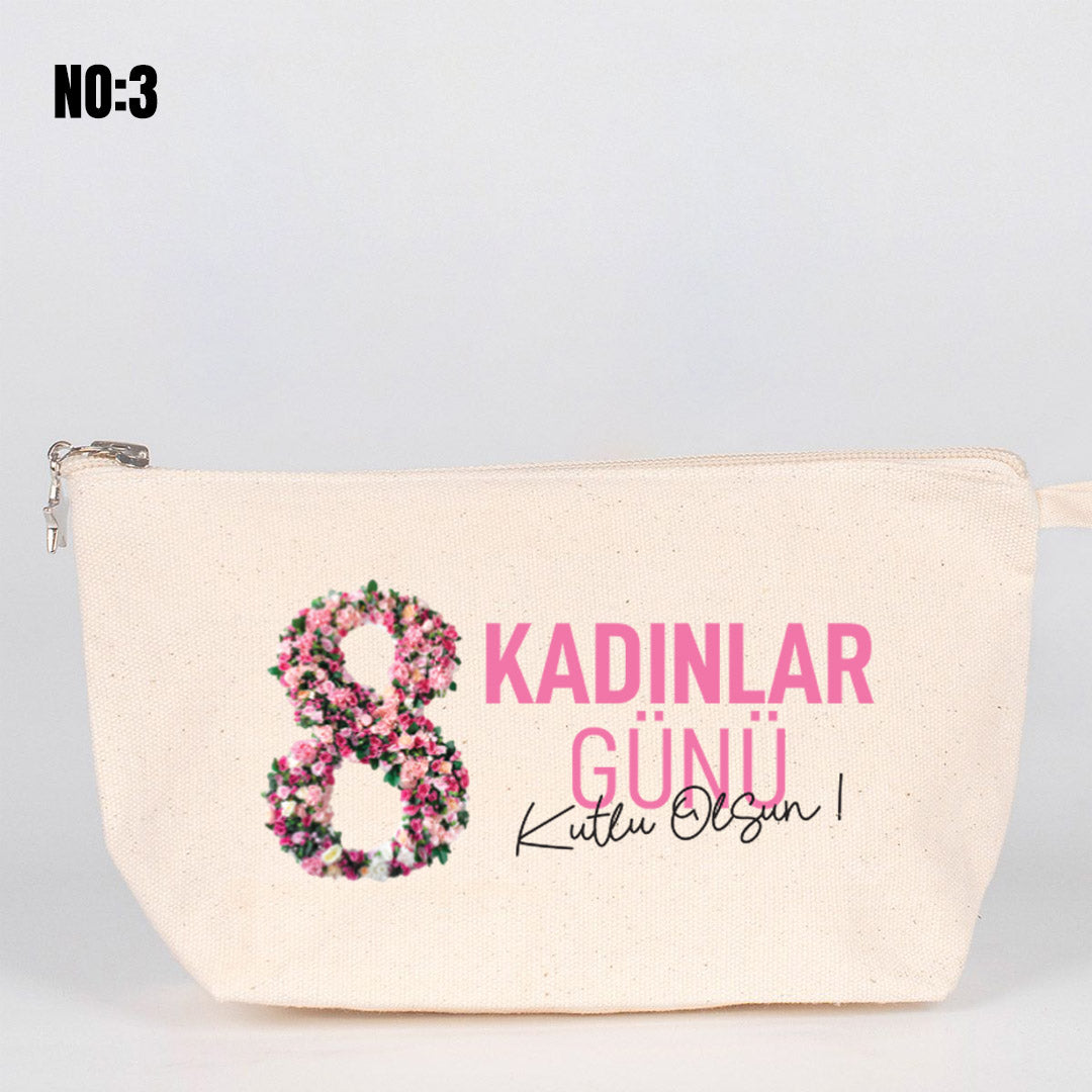 Kadınlar Günü Hediyesi - Logo Baskılı Kanvas Clutch - Körüklü 30x18x7 cm - istecanta.com