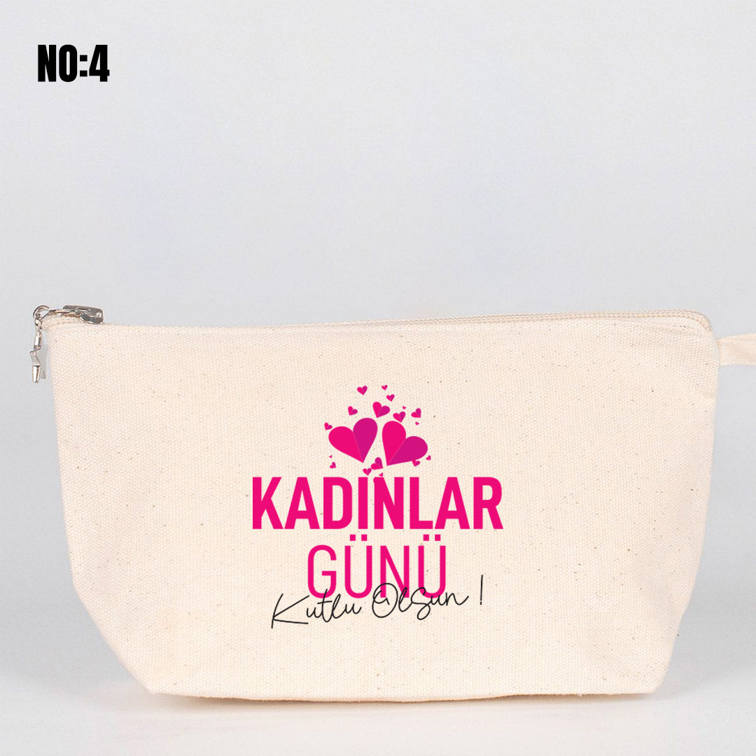 Kadınlar Günü Hediyesi - Logo Baskılı Kanvas Clutch - Körüklü 30x18x7 cm - istecanta.com