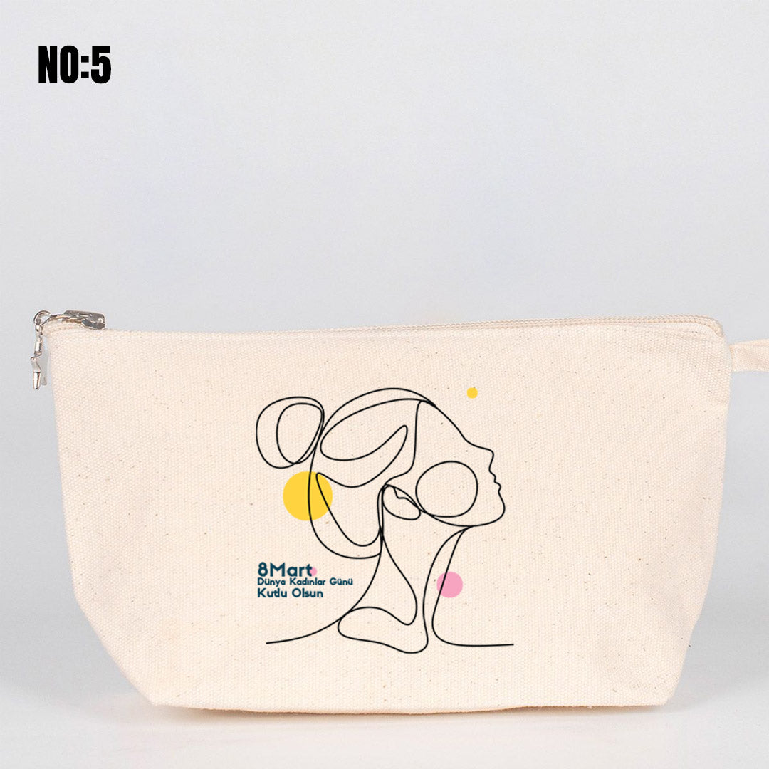 Kadınlar Günü Hediyesi - Logo Baskılı Kanvas Clutch - Körüklü 30x18x7 cm - istecanta.com