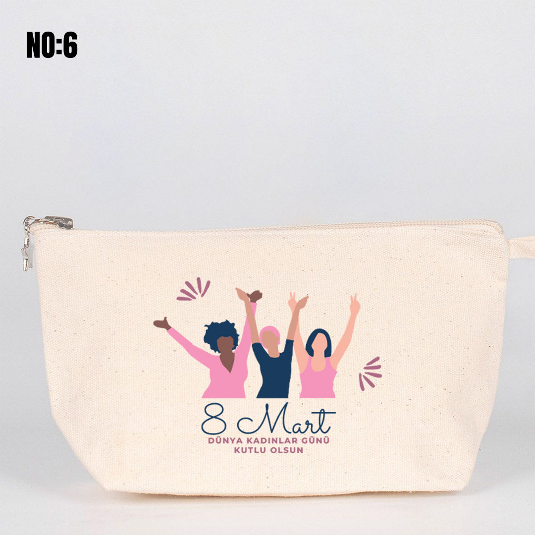 Kadınlar Günü Hediyesi - Logo Baskılı Kanvas Clutch - Körüklü 30x18x7 cm - istecanta.com