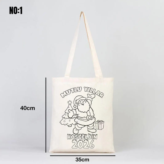 Yılbaşı Boyanabilir Omuz Çantası (Özelleştirilebilir)