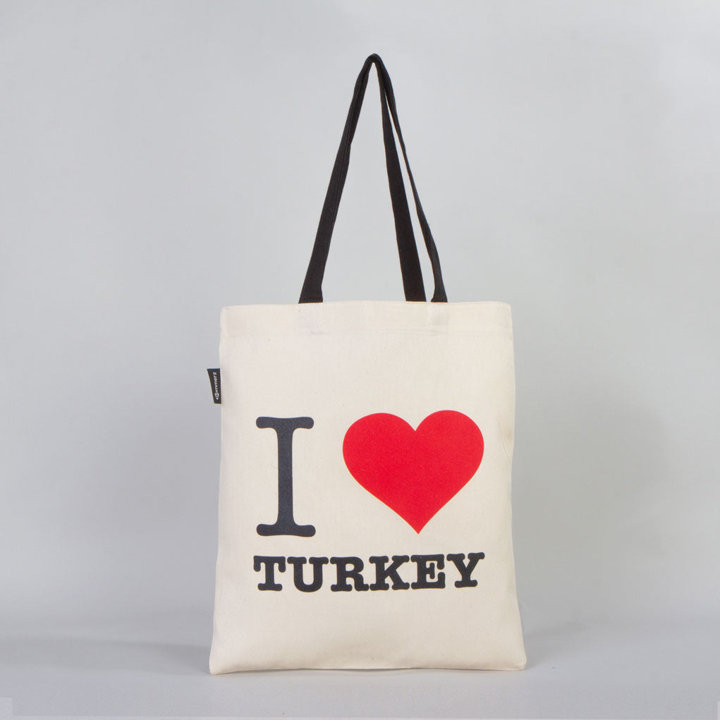 Bammerz Gabardin Siyah Kulp 35X40 cm I Love Turkey Çanta - istecanta.com