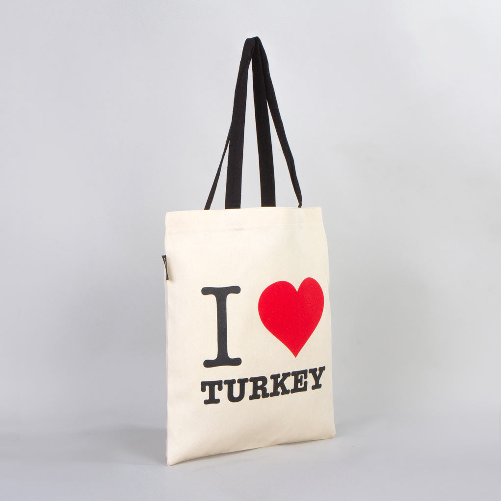 Bammerz Gabardin Siyah Kulp 35X40 cm I Love Turkey Çanta - istecanta.com