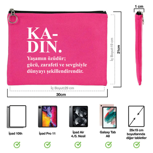 30×21 cm Fuşya Astarlı Portföy Çanta – Kadınlar Günü Hediyesi - detay görünüm
