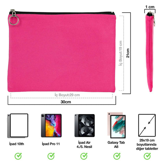 İpad Portföy Çanta Fuşya (30x21 cm) Astarlı - istecanta.com
