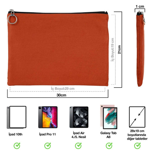 İpad Portföy Çanta Kiremit (30x21 cm) Astarlı - istecanta.com
