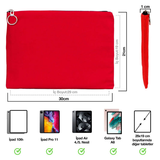 İpad Portföy Çanta Kırmızı (30x21 cm) Astarlı - istecanta.com