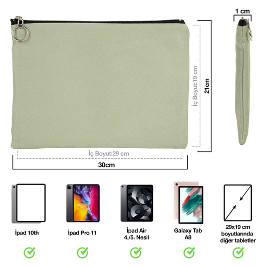 İpad Portföy Çanta Mint Yeşili (30x21 cm) Astarlı - istecanta.com
