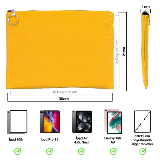 İpad Portföy Çanta Sarı (30x21 cm) Astarlı - istecanta.com