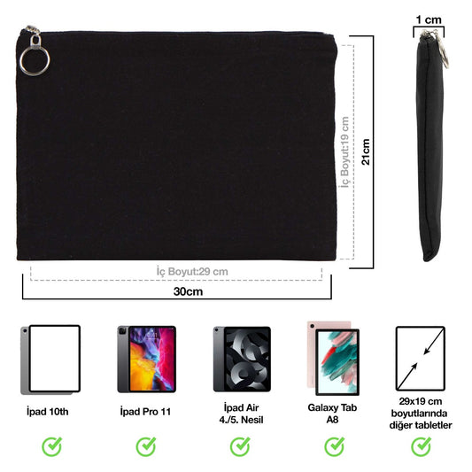 İpad Portföy Çanta Siyah (30x21 cm) Astarlı - istecanta.com