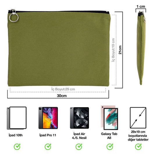 İpad Portföy Çanta Yeşil (30x21 cm) Astarlı - istecanta.com