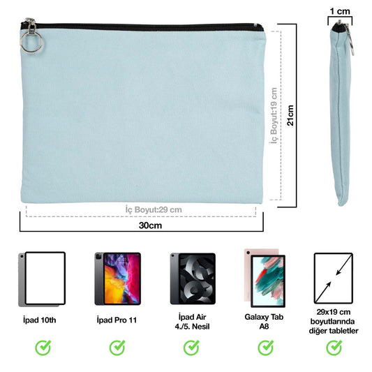 İpad Portföy Çanta Açık Mavi (30x21 cm) Astarlı - istecanta.com
